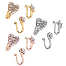 Lot de 3 breloques pour femme, motif floral, en métal, pour le nez.