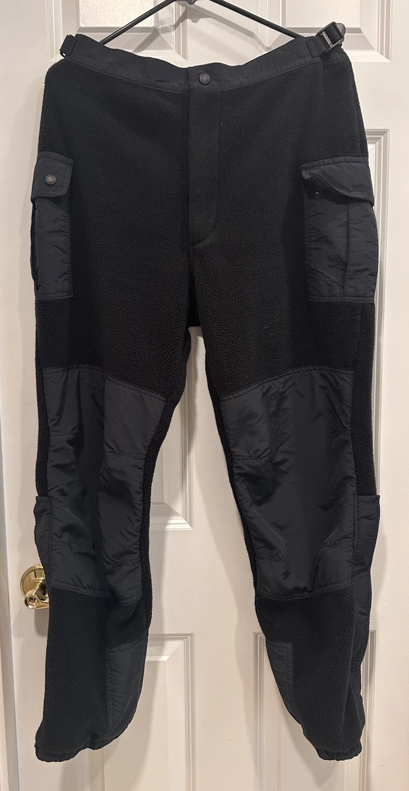 Vintage Cabelas Pants Mens L Black Polartec Fleece Cargo Hiking Sweats Hiking