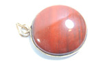round polished semi-precious jasper stone in a sterling silver pendant setting — photo 2