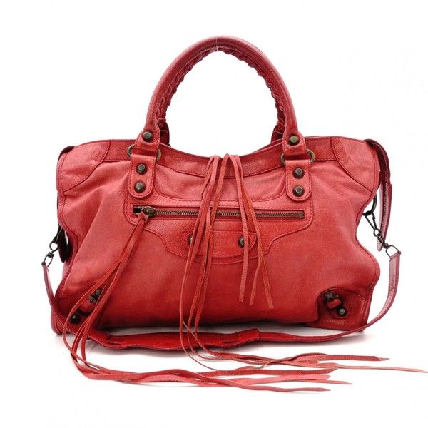 BALENCIAGA The City bag 2way Handbag Red Leather 115748 Y2K Auth
