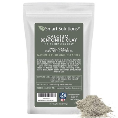 Calcium Bentonite Clay 2 lb - Pure Indian Healing Clay for DIY Face Masks &