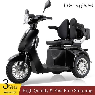 800W 3-Wheel Travel Electric Mobility Scooter 60V20Ah 3-Speed for Seniors 350LBS
