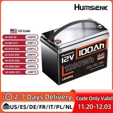 Humsienk 12V 100Ah LiFePO4 Battery 100A BMS for RV, Vans,Solar, Marine,Camping