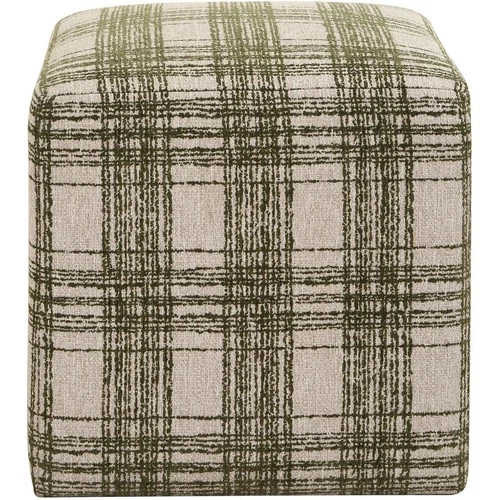 Uttermost 53065 Joie 18 inch Ireland Green Plaid Chenille Ottoman - Picture 2 of 5