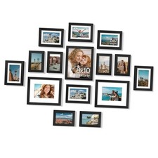 15 Pack Picture Frames Collage Wall Decor for Mounting or Tabletop Black