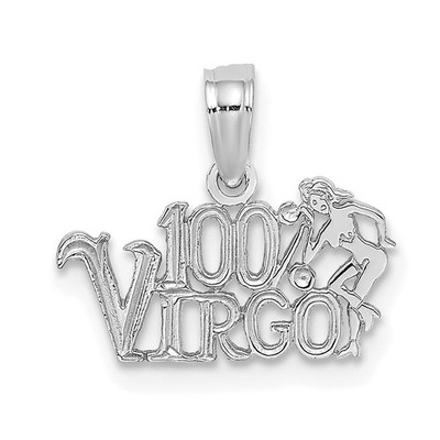 14k Weißgold 100% Jungfrau Sternzeichen Charm Anhänger L 11,7mm, B 14,3mm