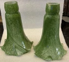 2 Dale Tiffany Style Green Blown Glass Tulip Lamp Shade Excellent.