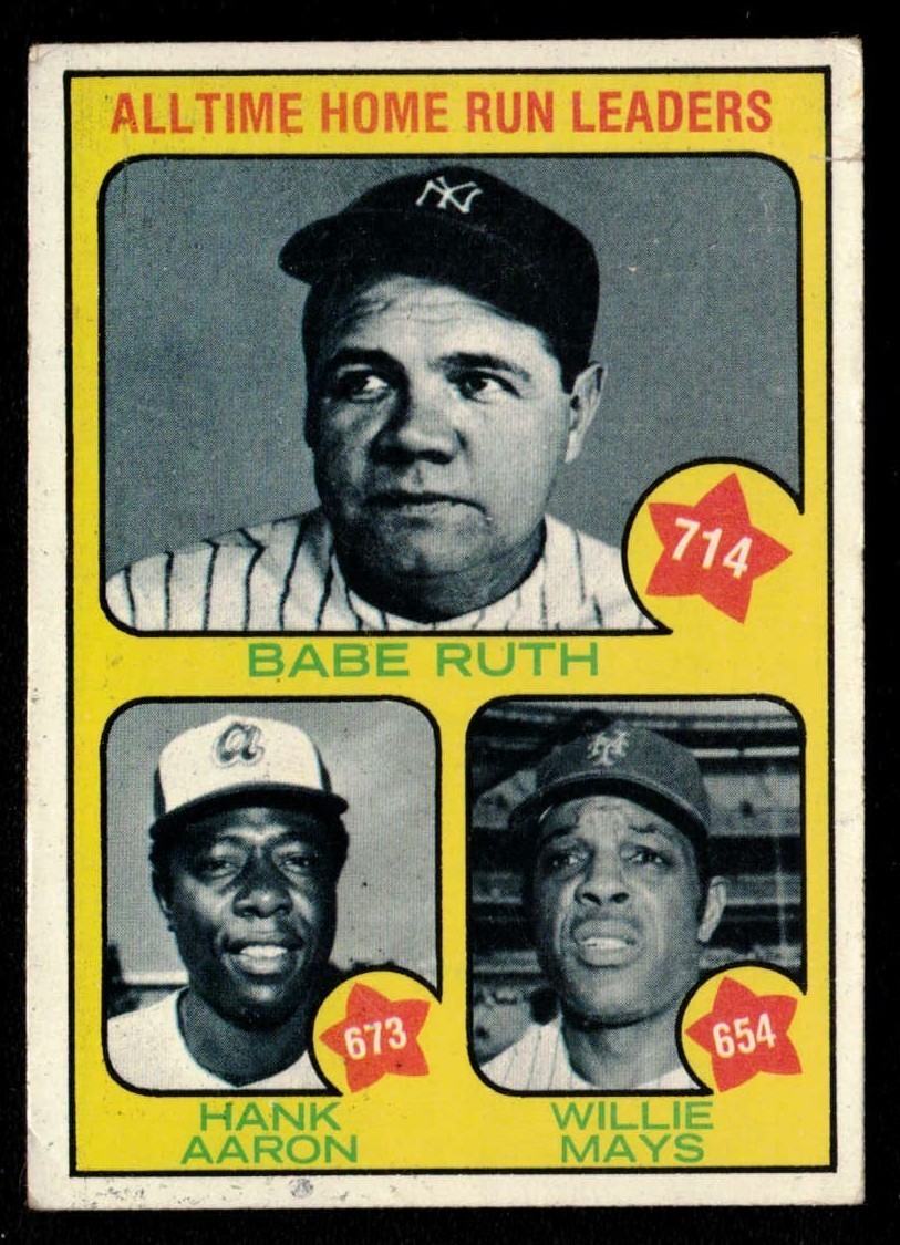 1973 Topps Baseball All-Time Home Run Leaders Card #1 - Ruth, Mays, Aaron
