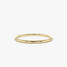 14K Solid Gold Wedding Band, Dainty Stacking Ring 1.2mm . Handmade Ring