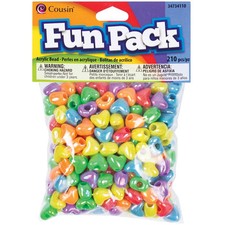 Fun Pack Acrylic Heart Beads 210 Per Pkg Assorted Colors
