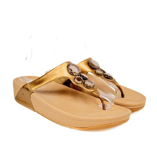 Sandali donna FitFlop Lunneta bronzo gioiello impreziositi zeppa tanga 8 - Foto 2 di 10