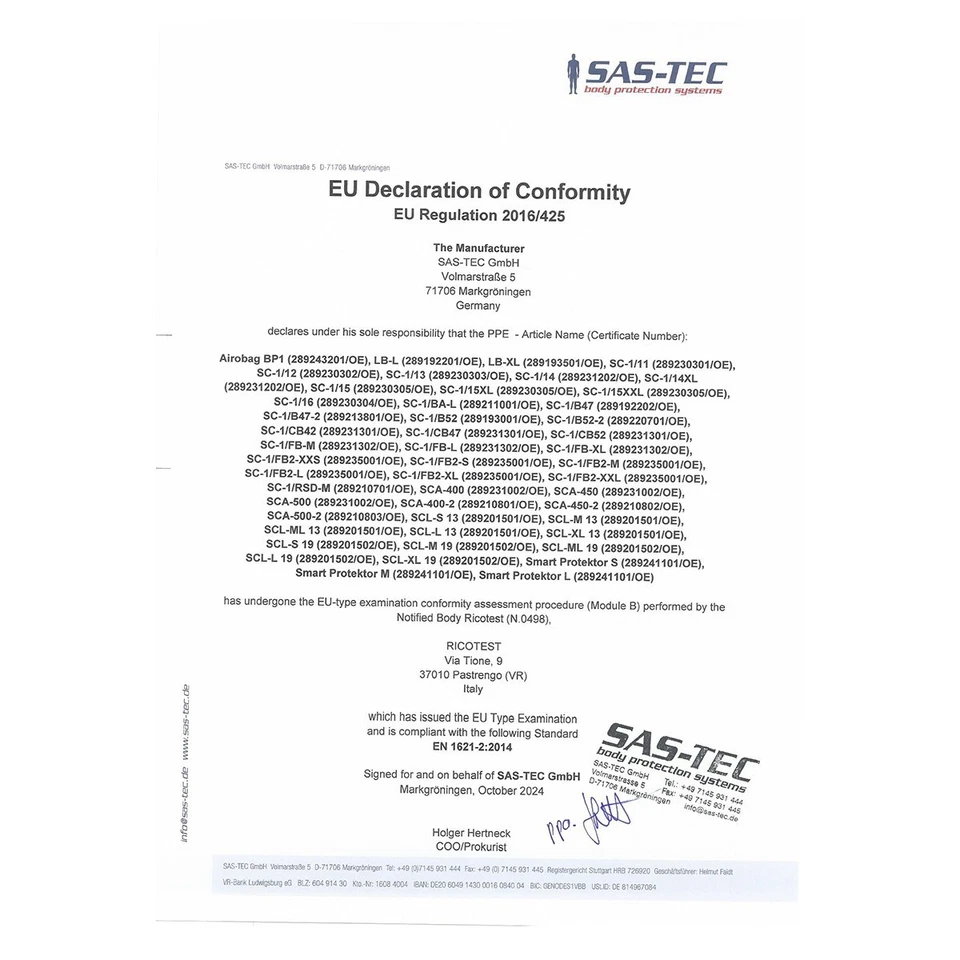Protetor traseiro SAS-TEC SC-1/FB Series CE nível 1 inserção | Goodrevs™ Moto Armor - Imagem 4 de 4