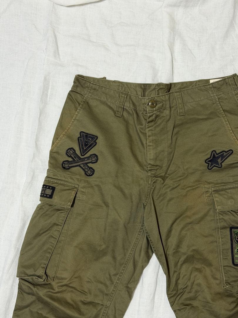 A BATHING APE Cotton Cargo Half Pants Khaki M BA0226181 thumbnail 2