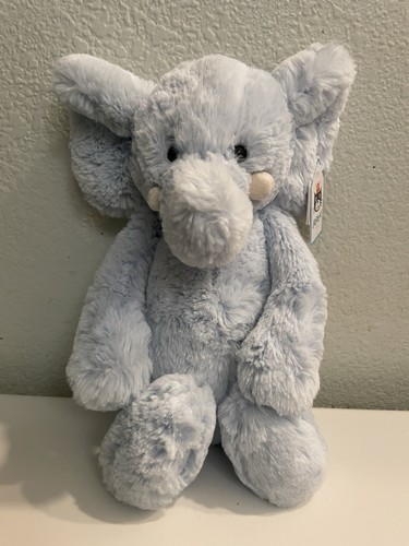 Jellycat Bashful Blue Elephant Elly Chime Rattle Toy 12" NWT