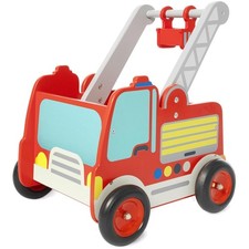 Rot Feuerwehrauto Lauflernwagen Holz Baby Push Pull Lauflernhilfe Spielzeug m...