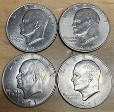 A (Lot of 4) 1971, Eisenhower "IKE SILVER DOLLAR" Coins Ungraded
