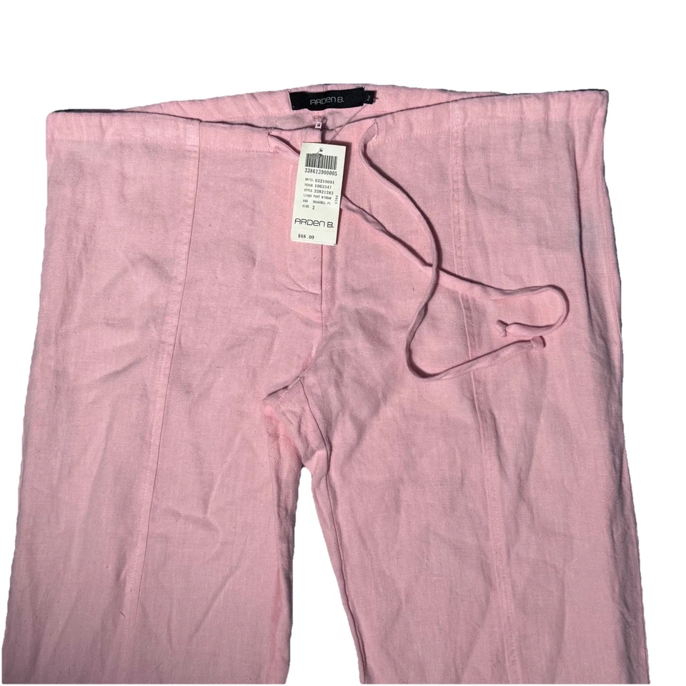 Nuevo Arden B. Pantalones acampanados 100 % lino rosa melocotón vintage 2 cinturas 30 Barbiecore Foto 2 de 4