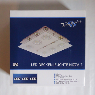 TrendLine LED Deckenleuchte NIZZA Chrom 32 x 32 x 8,5 cm 6 x 5 W GU10 neu in OVP