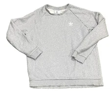 ADIDAS Trefoil Essential Crew Logo Sweatshirt Light Gray Heather Large DV1642