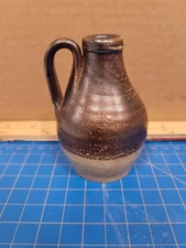 Studio Pottery Small Pitcher Brown Glazed Signed Art Pottery Jug Vase Decor