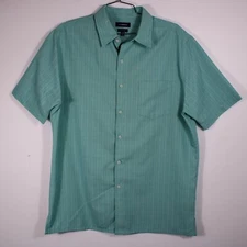 Croft & Barrow Shirts Mens M Turquoise Green Blue Short Sleeve Button Up Collar