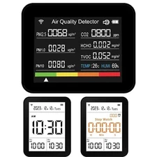 Air Quality Monitor CO2 Meter Carbon Dioxide Level TVOC HCHO Detector Black