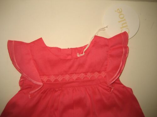 $143 NUOVO abito Chloe bambina rosa scuro tessuto svolazzante manica corta US 3 mesi - Foto 3 di 7