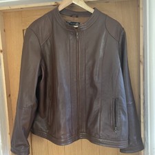 Joanna Hope Leather Jacket Womens Size Large Brown Leather Coat