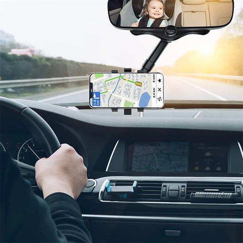 360° Car Phone Holder Rotatable And Retractable Rearview Mirror Mount Univers-mx - Photo 10/11