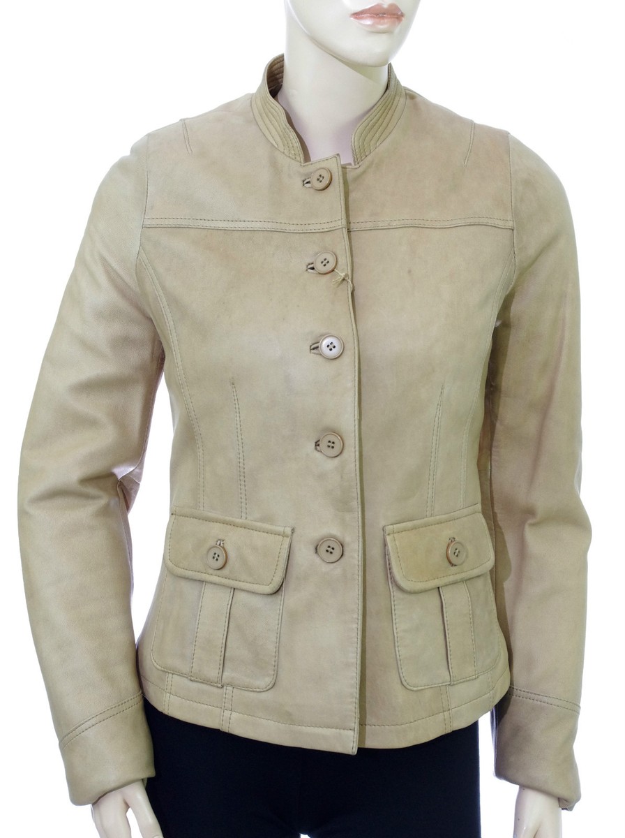 Veste En Cuir D'Agneau Beige OAKWOOD Modèle CIRCUS - Slim Fit, Neuf Avec Étiquettes