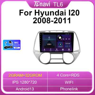 Car Radio Multimedia 2K Screen Android For Hyundai I20 2008-2011 Player GPS Navi