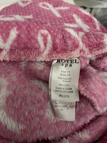 Hotel Spa Pink Lounge Pajama Pants Women Plus Size 1X Breast Cancer Awareness - Picture 3 of 3