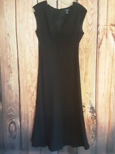 Womens Black V Neck Midi Dress By Chaps Sz8