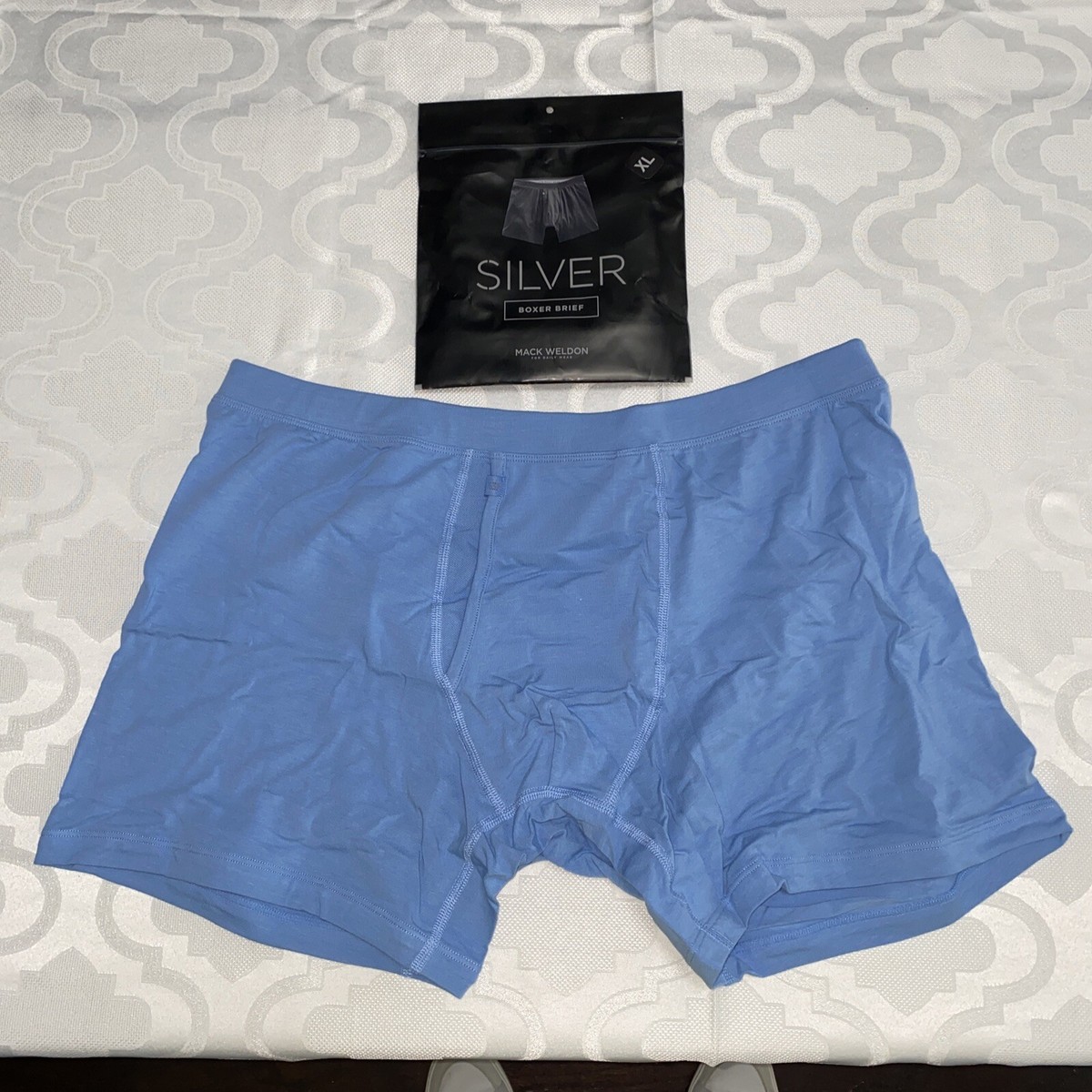 Mackweldon Men's Silver Boxer Brief in Chambray Size XL