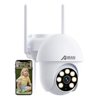 5MP Security Camera Outdoor, 360°PTZ Auto-Tracking, 2.4/5GHz WiFi Wired Secur...