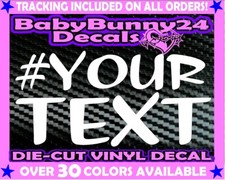 Autocollant décalcomanie vinyle instagram hashtag personnalisé 2 lignes voiture ordinateur portable texte personnalisé