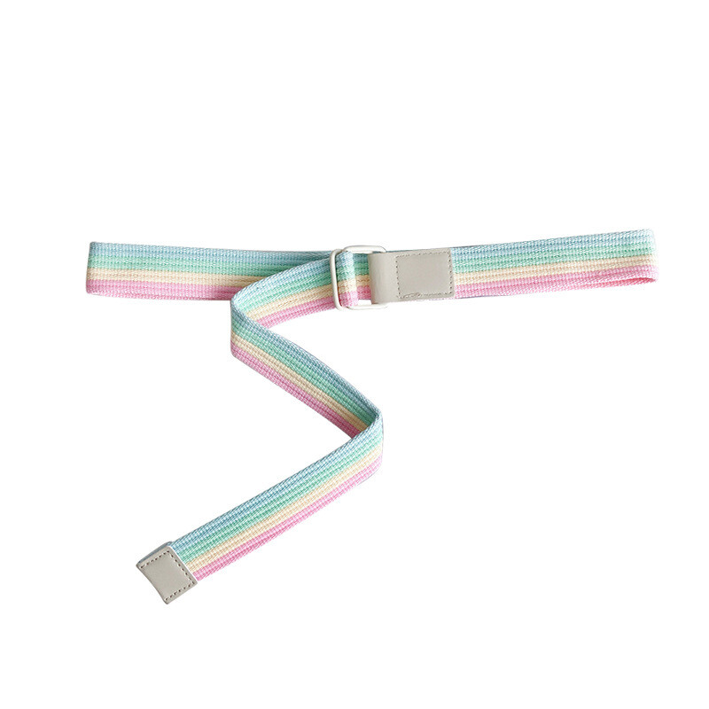 9915 Cotton Woven Stripe Waist Belt Double D Ring Multicolored Girl Teen 81E9ePFN7AL._AC_SY350_QL65_.jpg main image 2