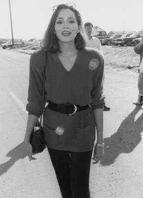 Barbara Carrera during the filming of the fundraising event ''Hands- Old Photo
