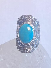 Floral ring size 8 flower knuckle band turquoise sterling silver women girl