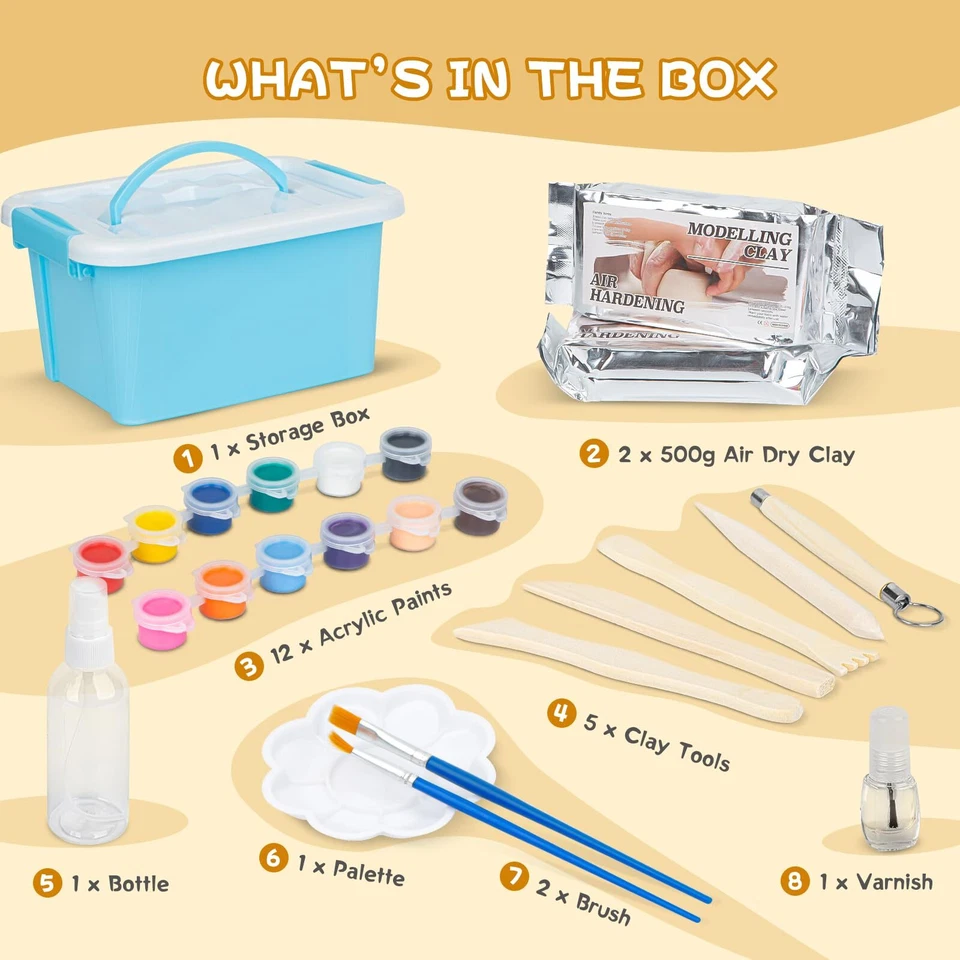 Ton Lufttrocknend für AnfängerEnthält 1000g lufttrocknenden Ton.DIY-Set zum T... - Bild 4 von 4