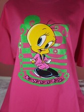 Vintage WB Looney Tunes Tweety Bird Pink T Shirt 1997 90s XL Deadstock NOS NWT