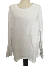 TIME AND TRU RELAXED FIT White Round Neck Long Sleeve Tee Shirt Sz 2XL*