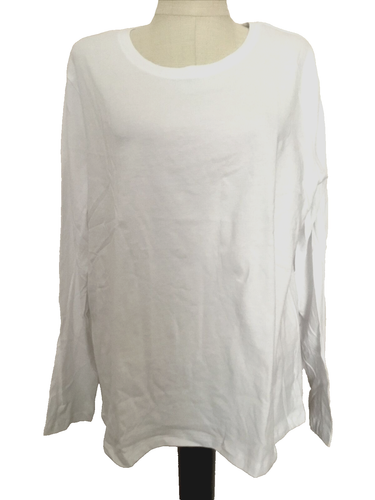 TIME AND TRU RELAXED FIT White Round Neck Long Sleeve Tee Shirt Sz 2XL* - Bild 1 von 8