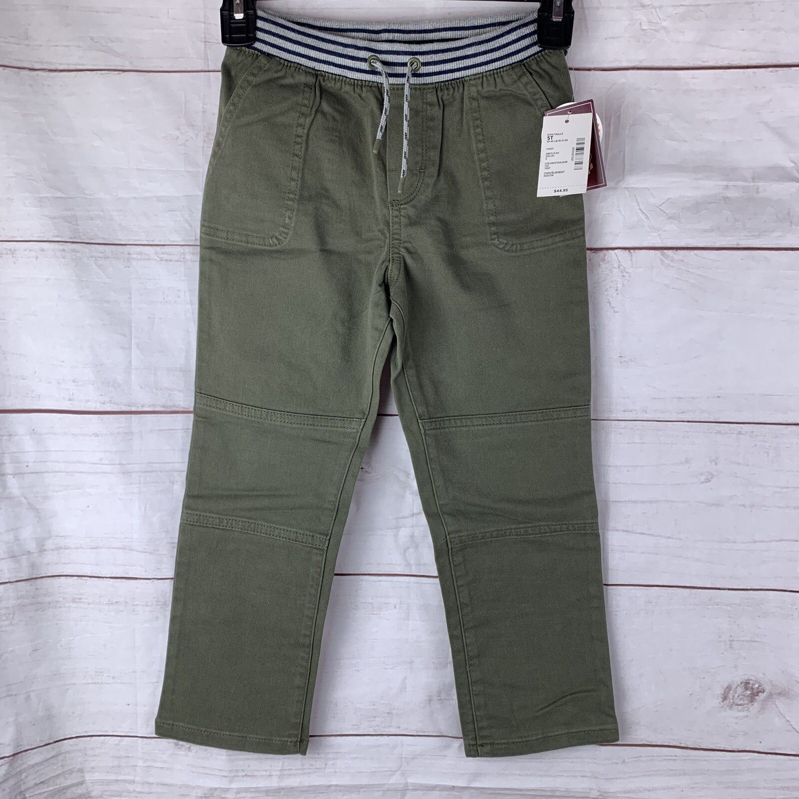 Gymboree Boys Toddler Pants 5T XS Cotton Green Drawstring Pockets