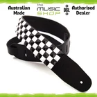 DSL Pyramid Black & White Check Stud 2.5" Leather Guitar Strap - 15CHECK25-15-1