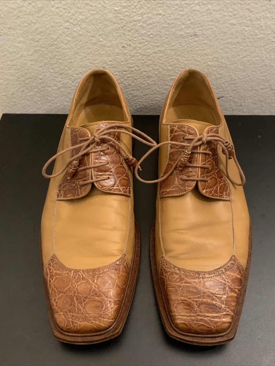 Mezlan brown Leather & Genuine Crocodile Exotic Dress Shoes  display picture 3