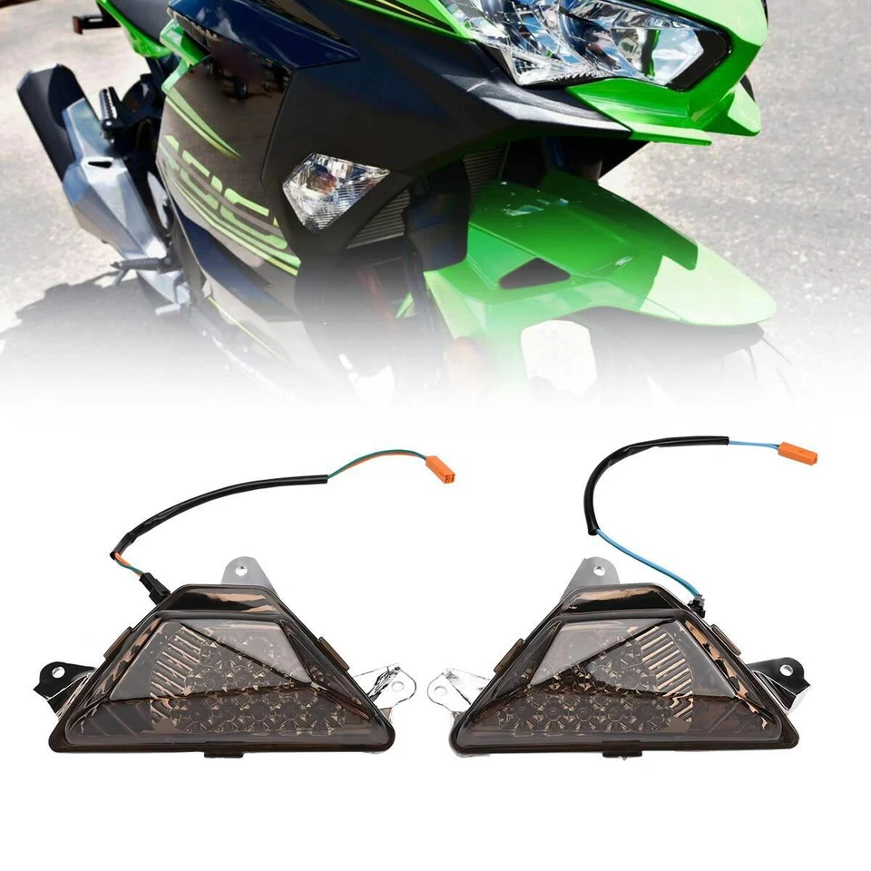 Front LED Turn Signals Light For KAWASAKI NINJA 250/300/400/650/1000 ZX-6R BE Foto 4 de 4