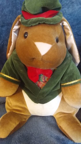 Plush Pair 1985 Christmas Velveteen Stuffed Rabbit Toys R Us - Picture 7 of 11