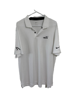 Nikegolf Dri-fit Large White golf shirt. GBAA Georgia Business Aviation Assoc