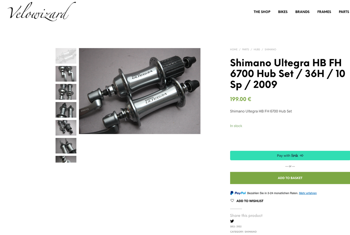 Shimano Ultegra HB 6700 FH Hub Set / 36H / 10 Sp / 2009